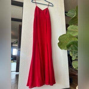 Fame and Partners Red Long Maxi Dress Gown Prom Evening Chiffon Mermaid Formal 4